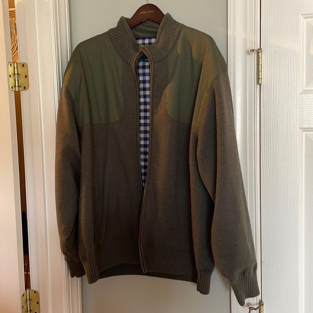 Mens Orvis Olive Green Lined Zip Cardigan
